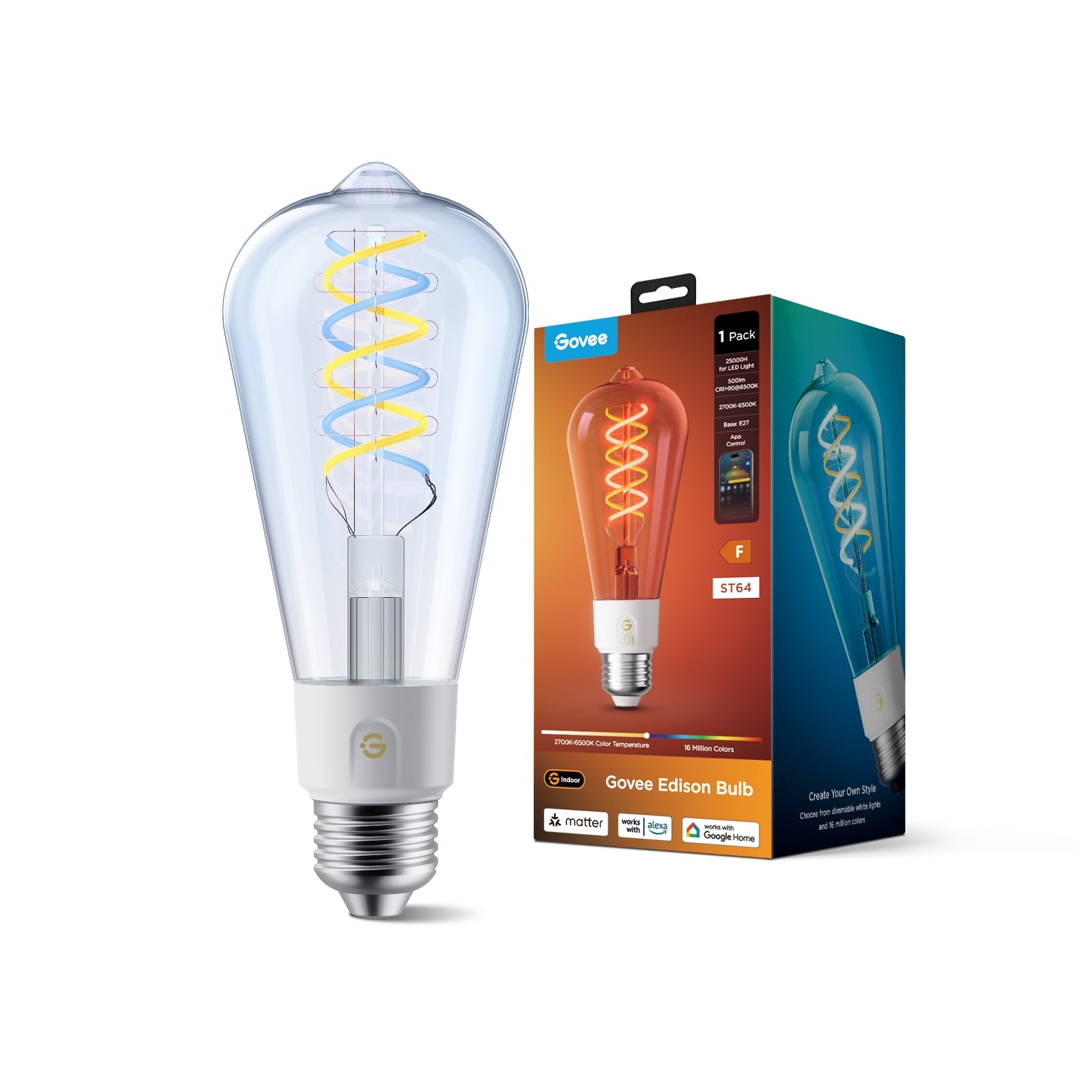 goSmart Asia Govee Smart Light Bulb Lampu Siling WIFI &amp; Bluetooth Mentol Lampu Menukar Warna RGBWW Lampu RGB Boleh Dimalapkan