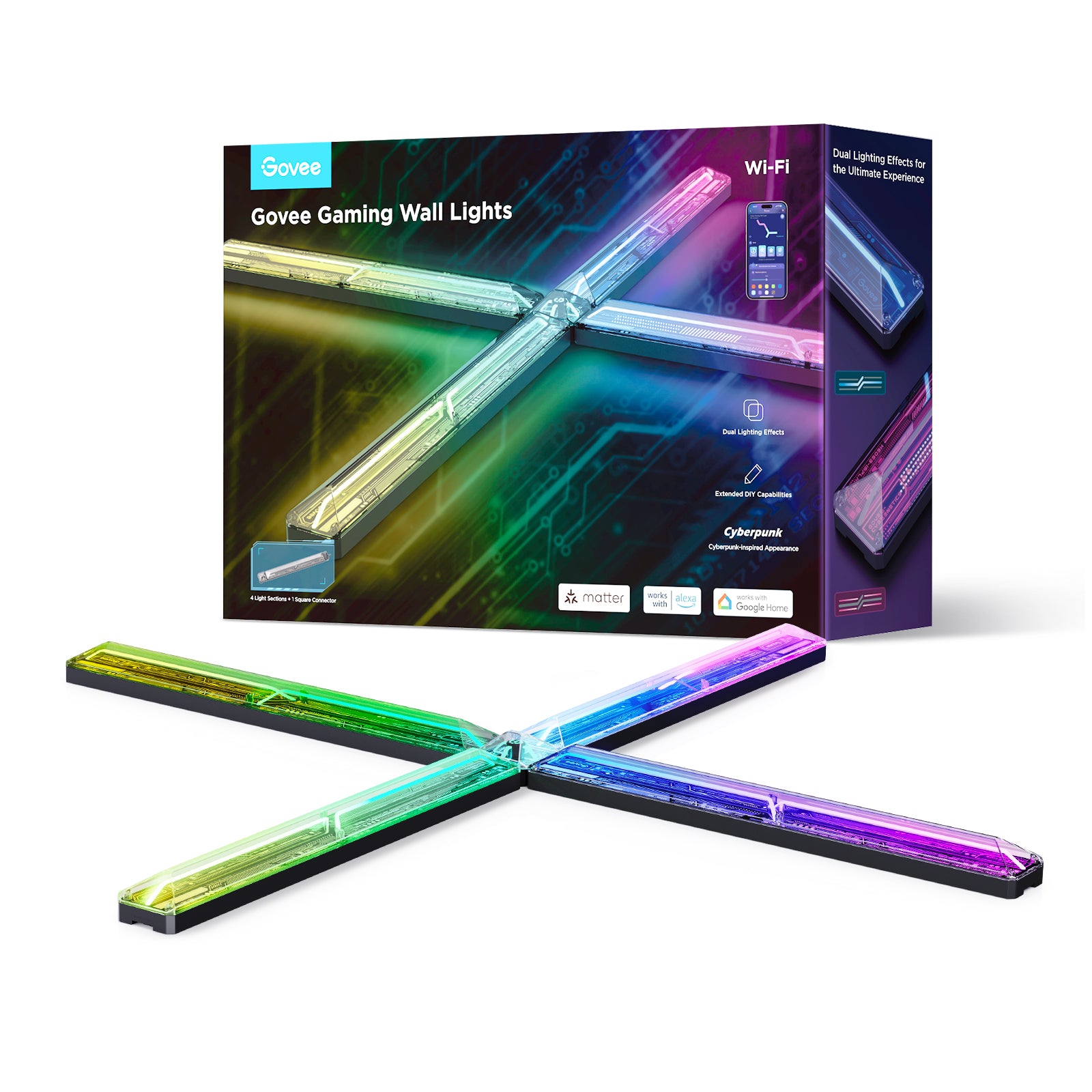 goSmart Asia Govee Gaming Wall Light (4+1) 【EU Plug】 & EVANGELION  (6+2) RGBIC Smart LED Light Bars | Support Matter