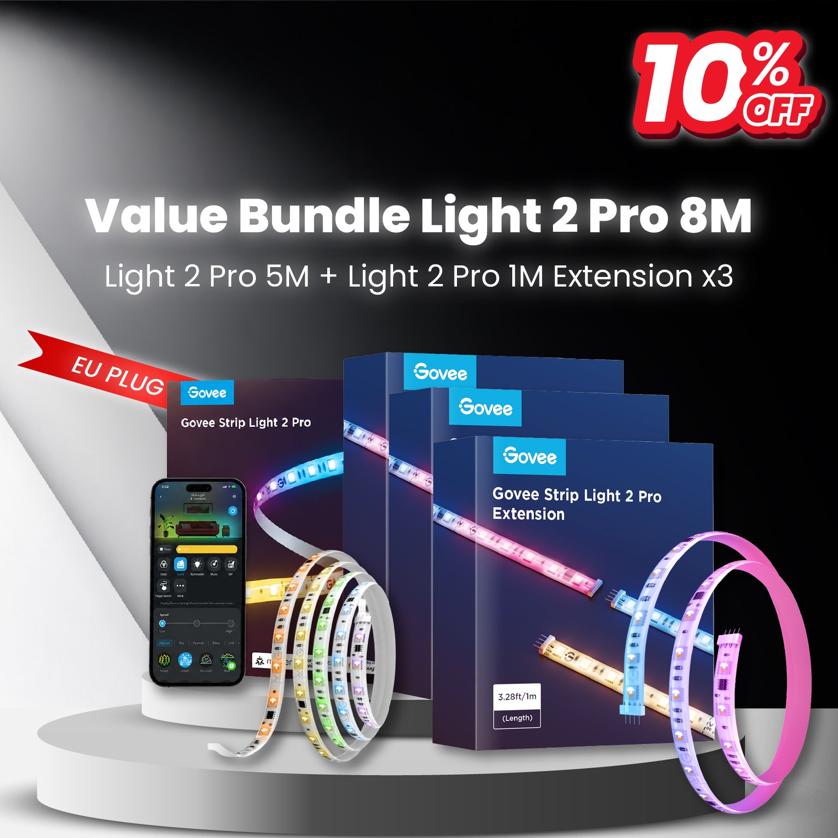 goSmart Asia Govee M1 5M/2M Lampu Jalur LED RGBICW Penting Serasi Apple HomeKit Lampu Jalur LED Boleh Dilanjutkan Lampu LED