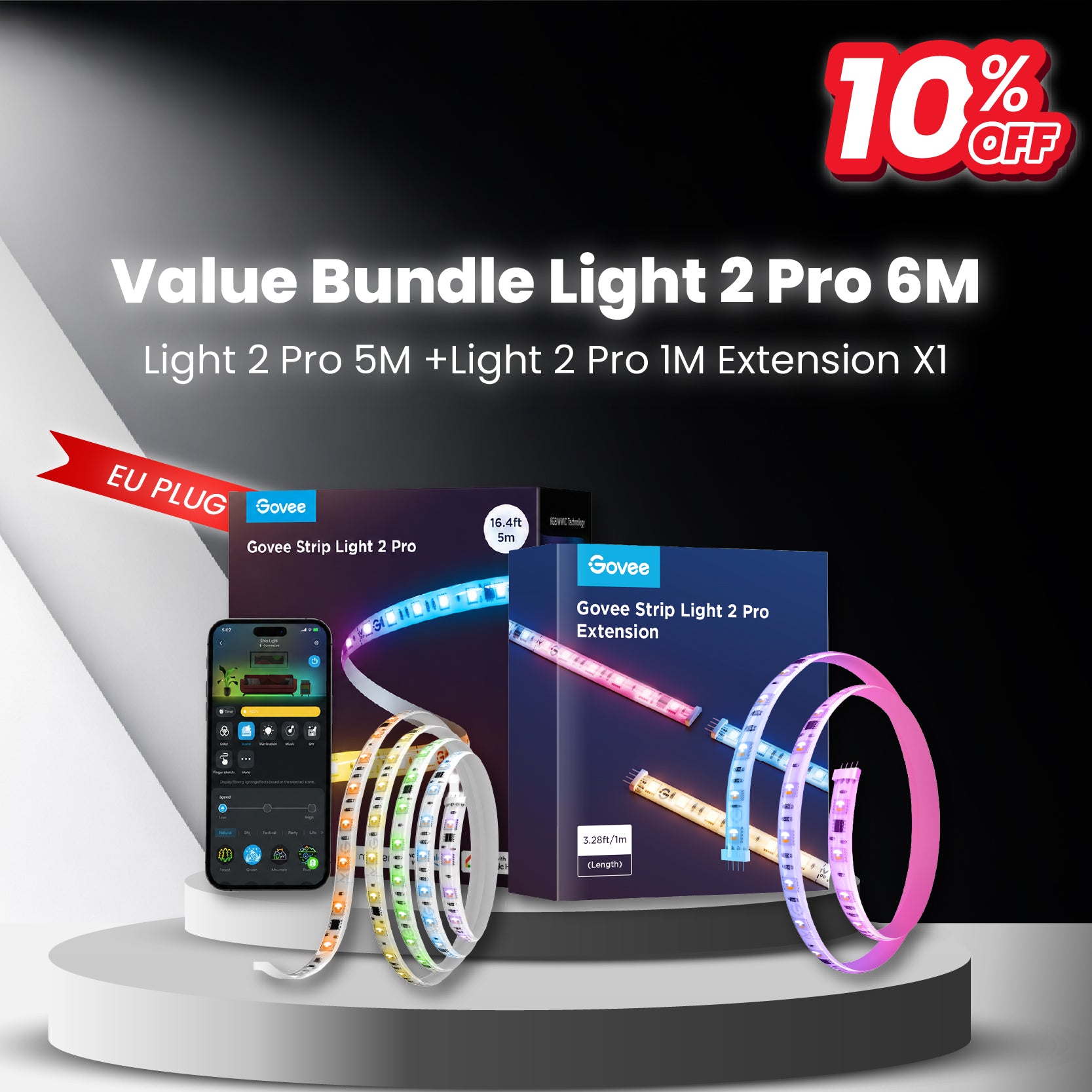 goSmart Asia Govee M1 5M/2M Lampu Jalur LED RGBICW Penting Serasi Apple HomeKit Lampu Jalur LED Boleh Dilanjutkan Lampu LED