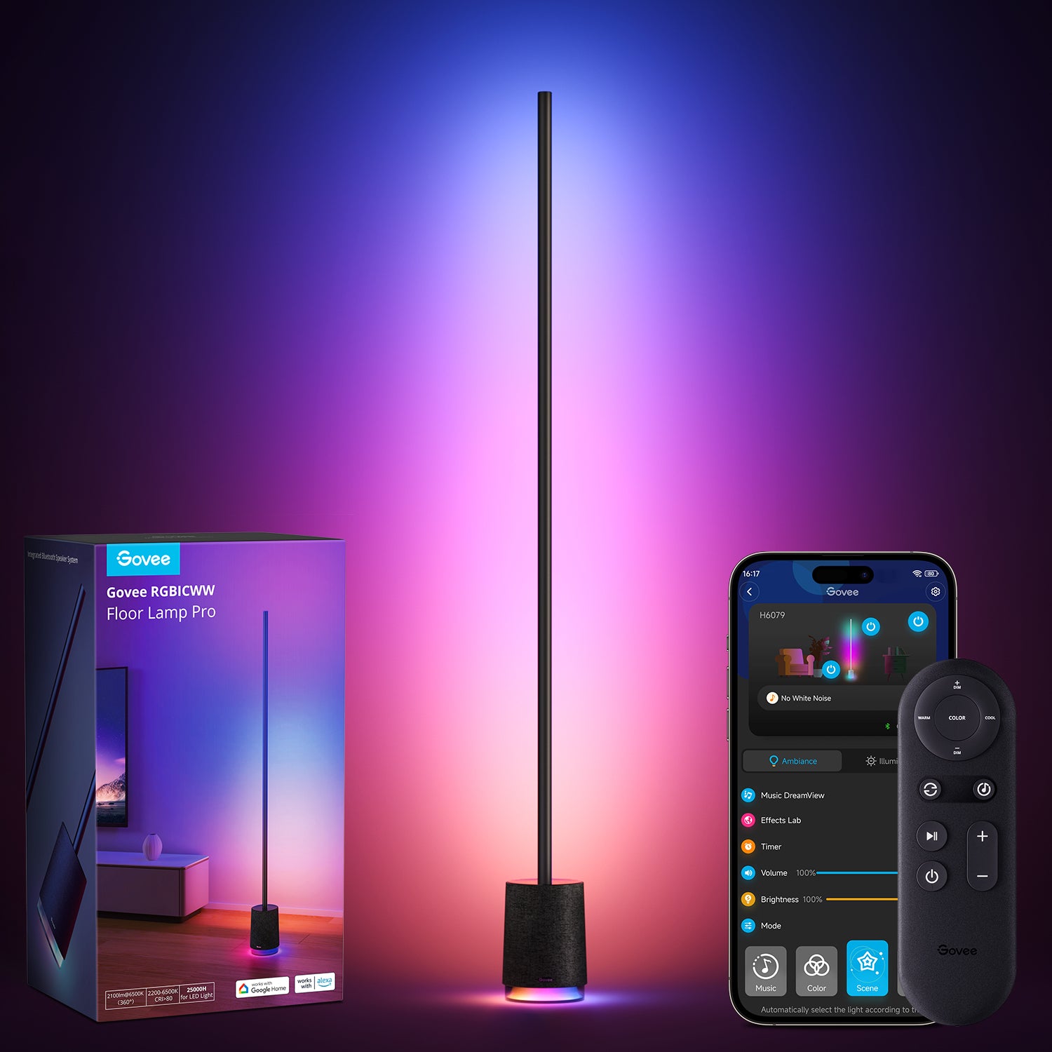 goSmart Asia Govee Lyra/Cylinder/Uplighter/Tree Lamp Floor Lamp Floor Lamp 2 Floor Lamp Pro Black 2 RGBIC Technology Stand Lamp Gaming Light Lampu Lantai