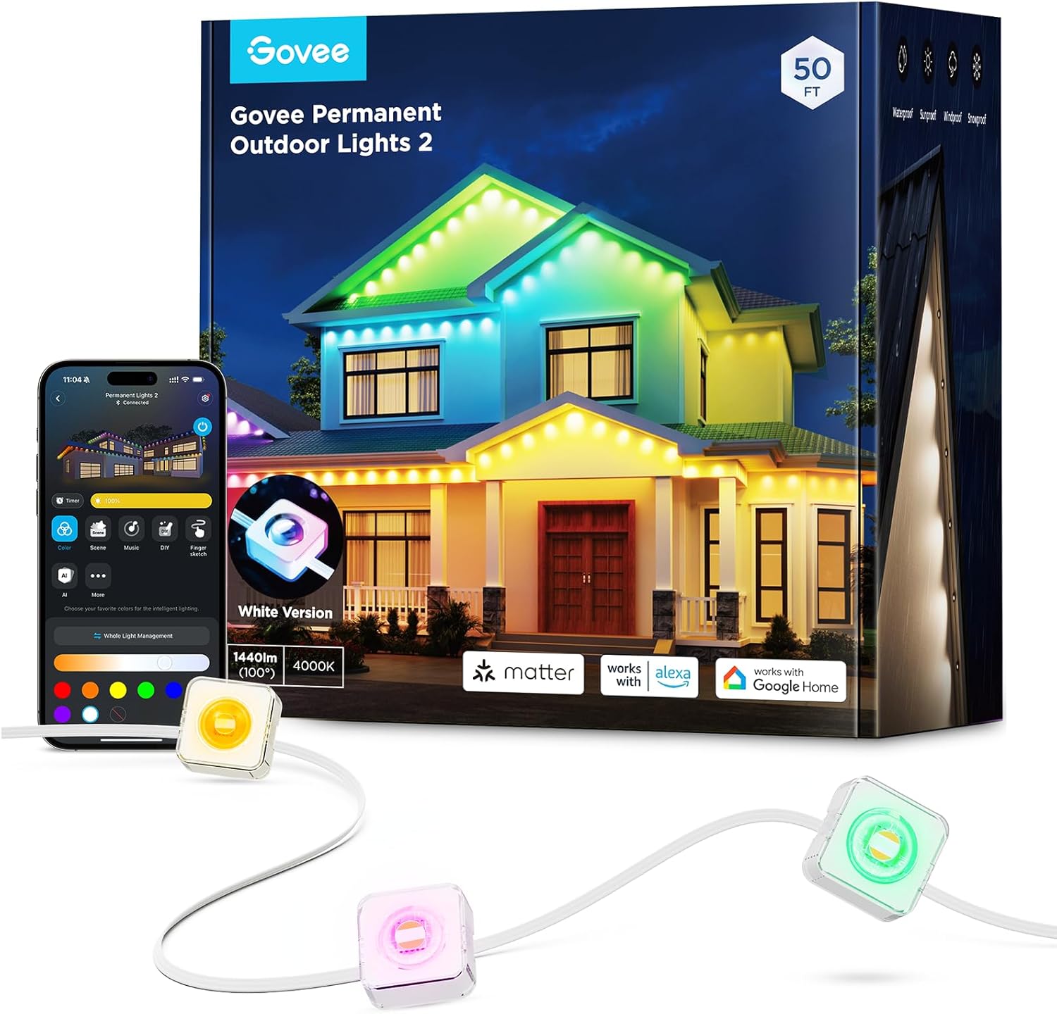 goSmart Asia Govee Lampu Luar Kekal IP67 Lampu LED RGB Kalis Air Lampu Hiasan Lampu LED