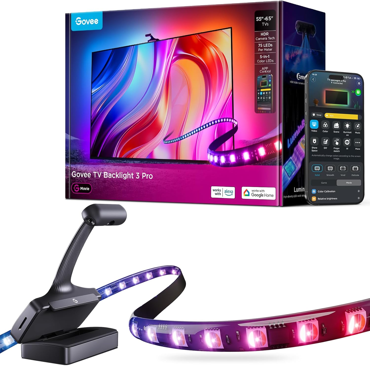 goSmart Asia Govee Envisual Three-camera 3 Pro  TV Backlight 3 Lite 55-65" / 75-85 " Wifi TV LED Backlights With Camera