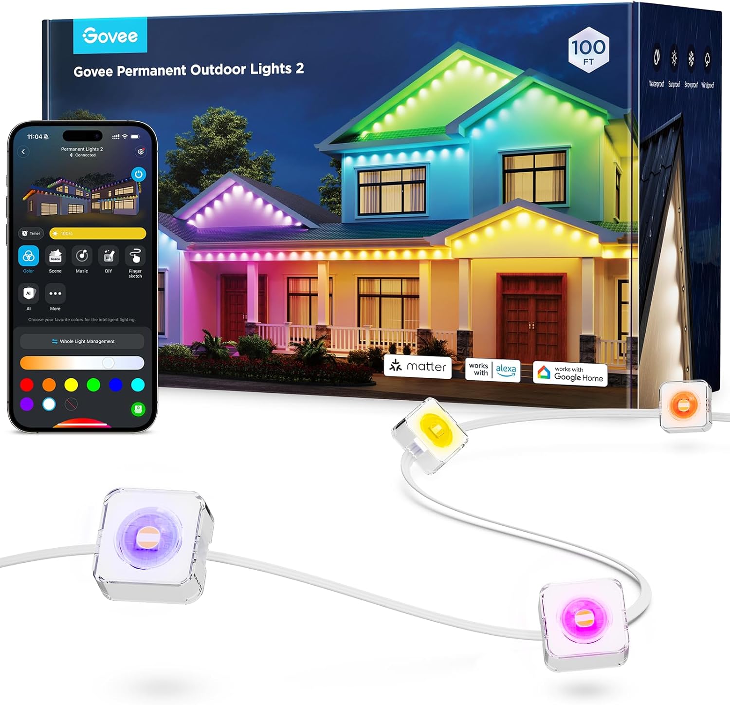 goSmart Asia Govee Lampu Luar Kekal IP67 Lampu LED RGB Kalis Air Lampu Hiasan Lampu LED