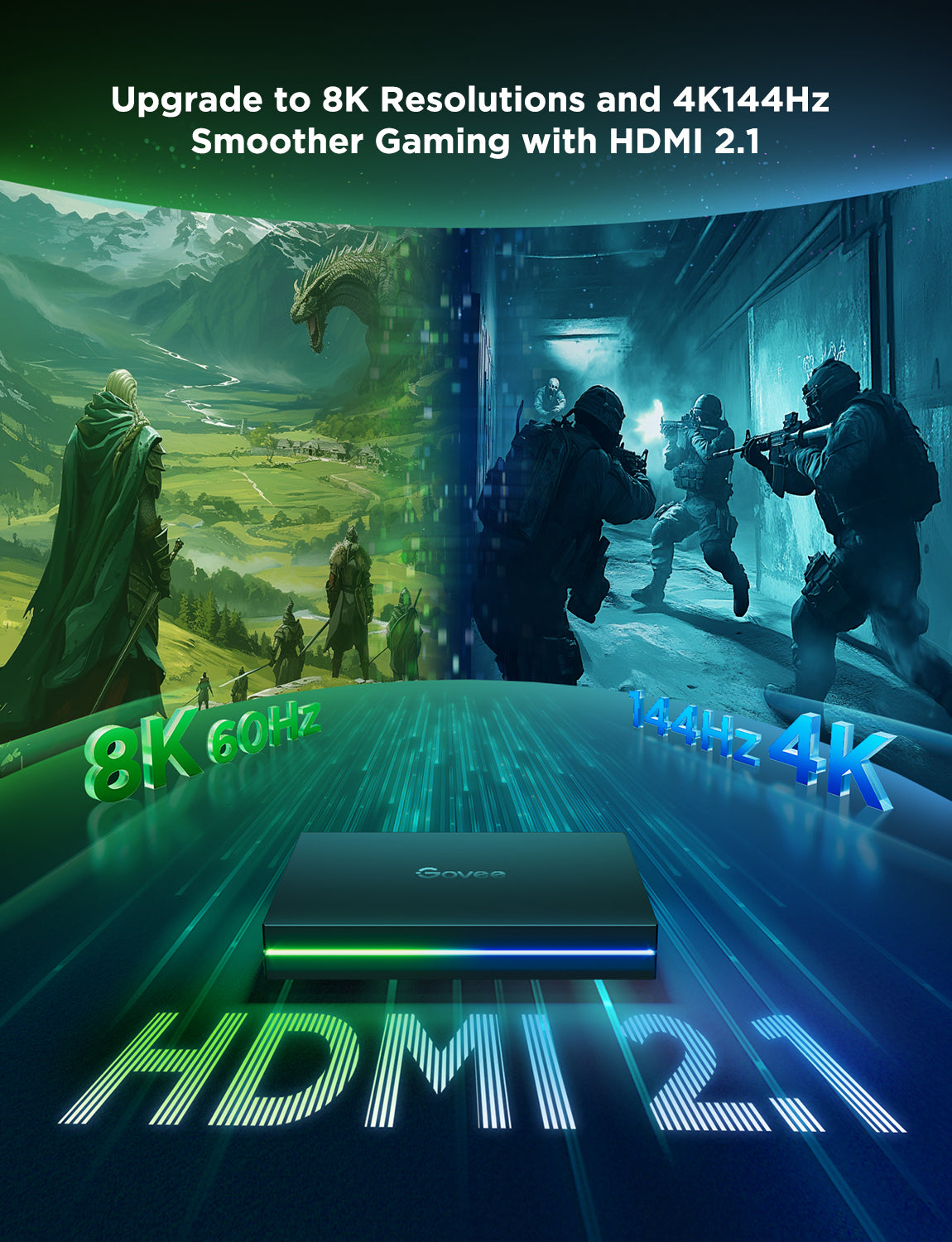 goSmart Asia Govee Smart Gaming Light Bars Pro AI Sync Box Kit 2【EU PLUG】   Gaming Light Smart Light RGB Light LED Light Lampu Hiasan Lampu LED