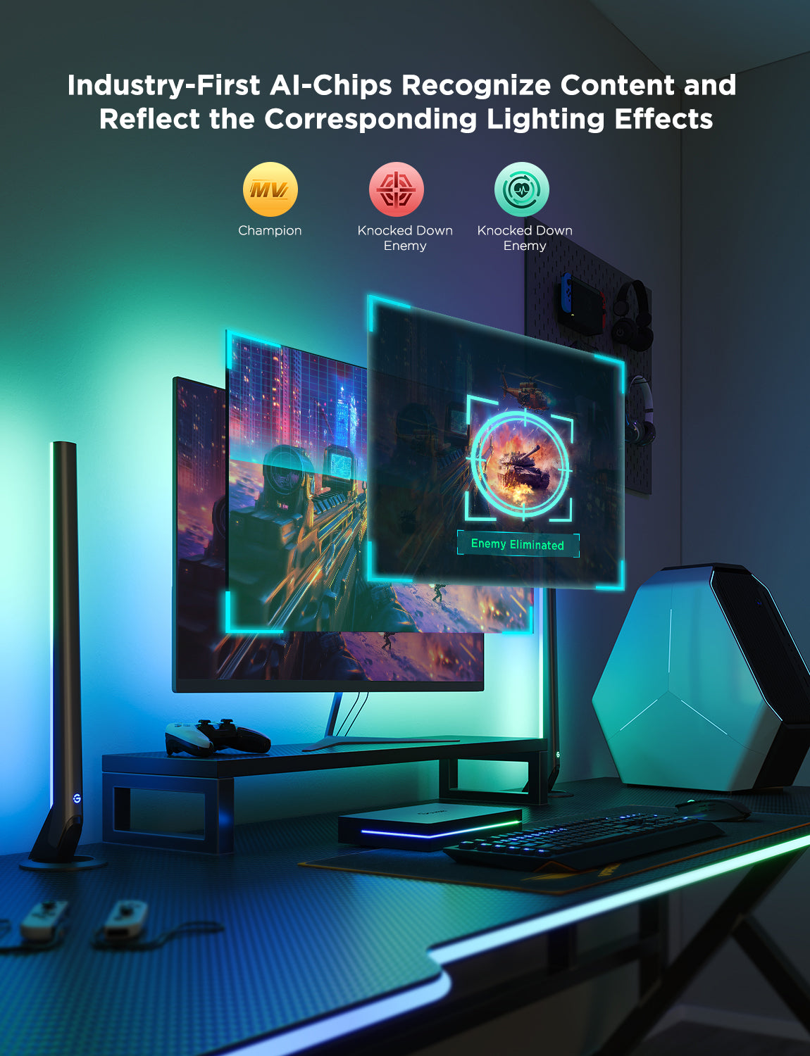 goSmart Asia Govee HDMI 2.1 Sync Box 2, AI Sync Box with TV Backlight LED Light Lampu