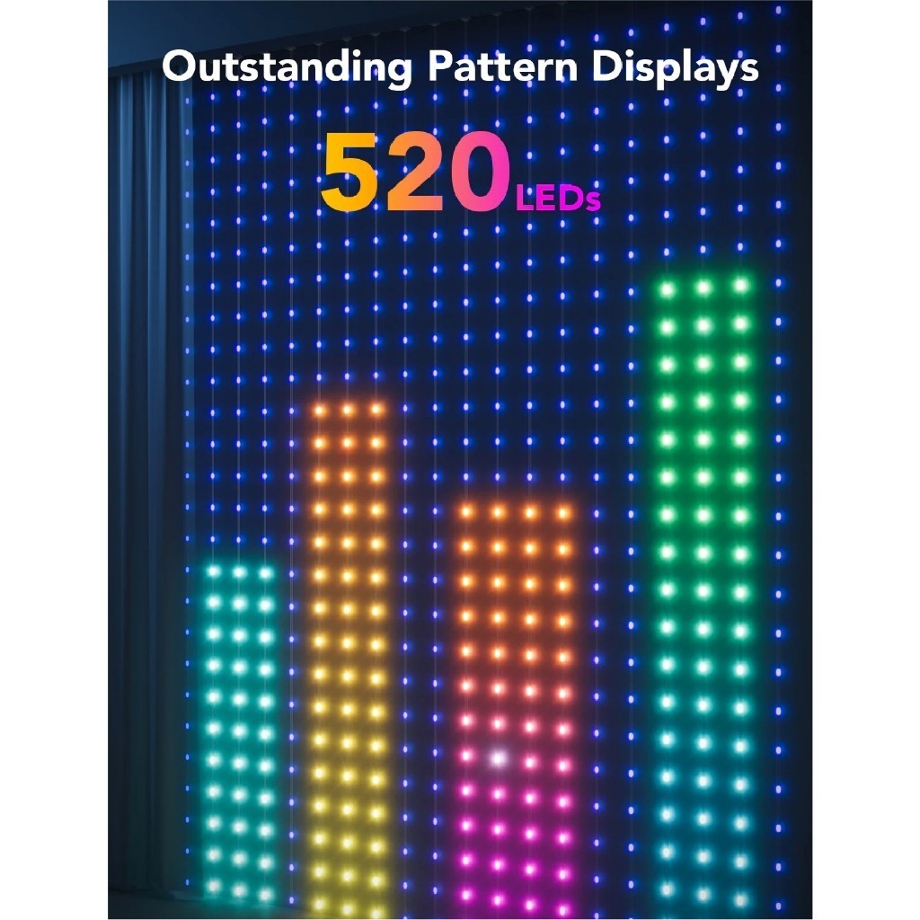 goSmart Asia Govee Curtain Lights for Bedroom Wall IP65 Waterproof RGB Light LED Light Lampu Dinding