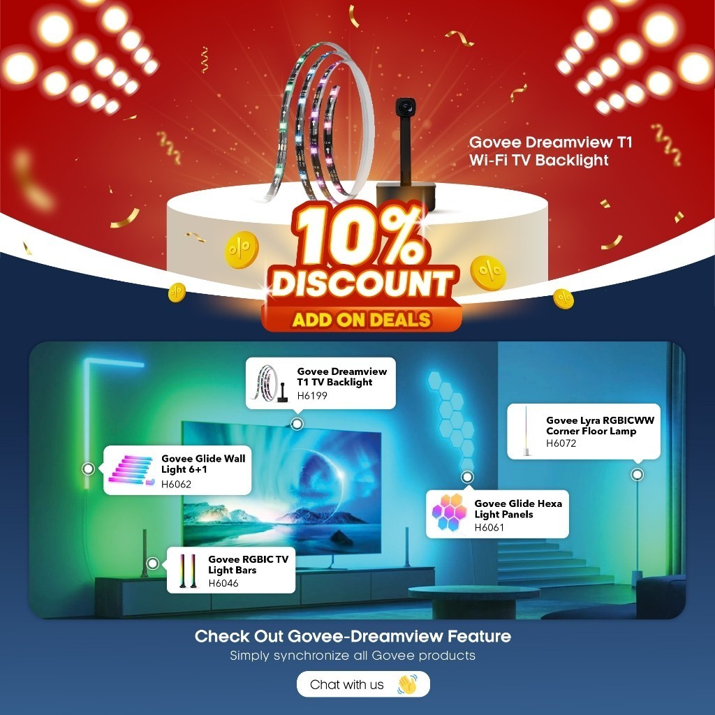 goSmart Asia Govee Envisual TV Backlight T2 with Dual Cameras (Immersion) Backlights (55-65)/(75-85)inch Wifi
