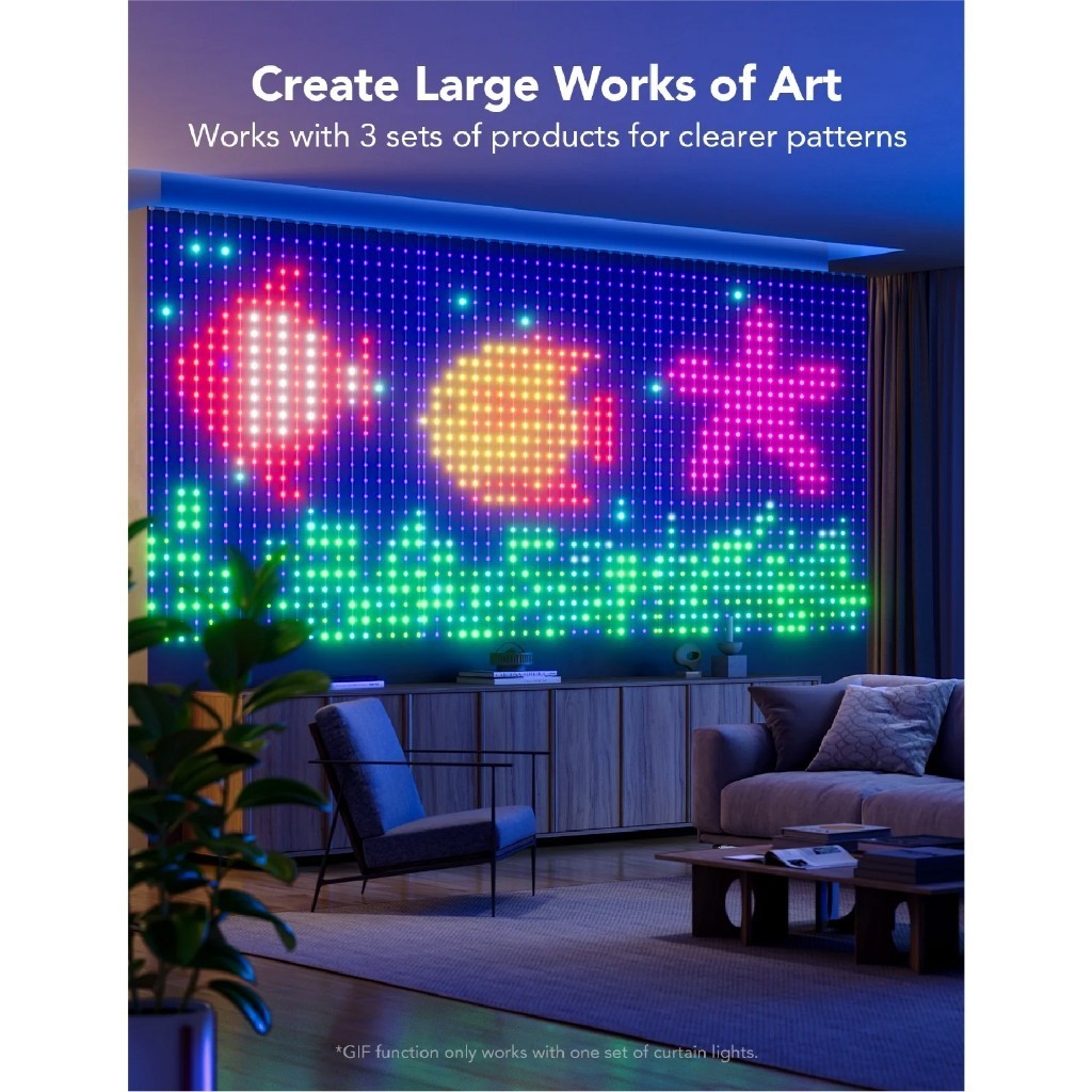 goSmart Asia Govee Curtain Lights for Bedroom Wall IP65 Waterproof RGB Light LED Light Lampu Dinding