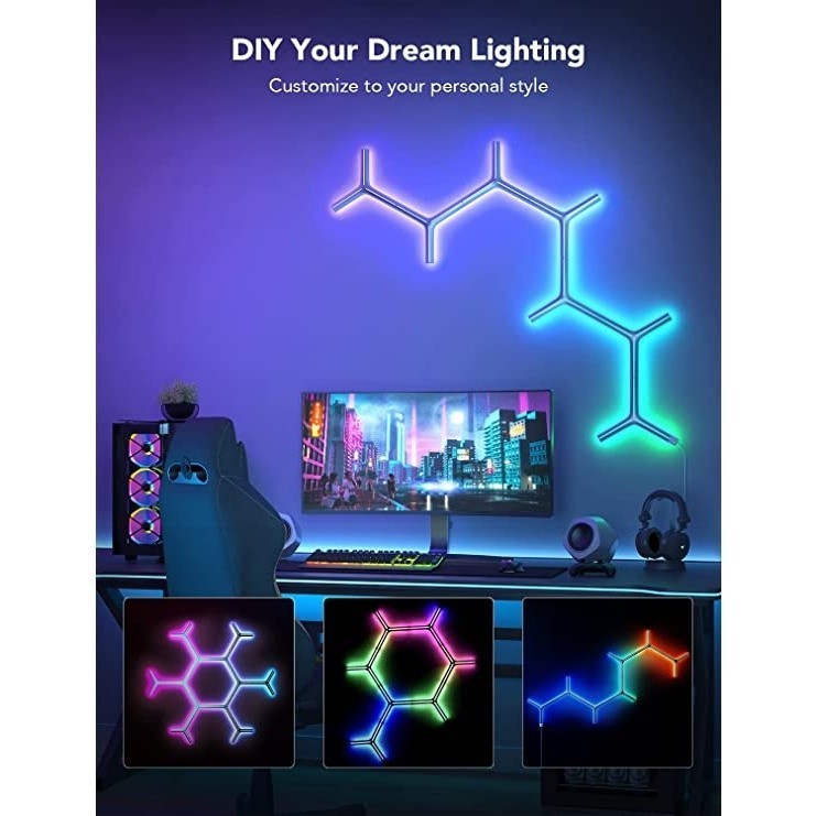 goSmart Asia Govee Glide Y Shape Light Panel 7 pack Gaming Light Neon Light Smart Light Lampu Dinding