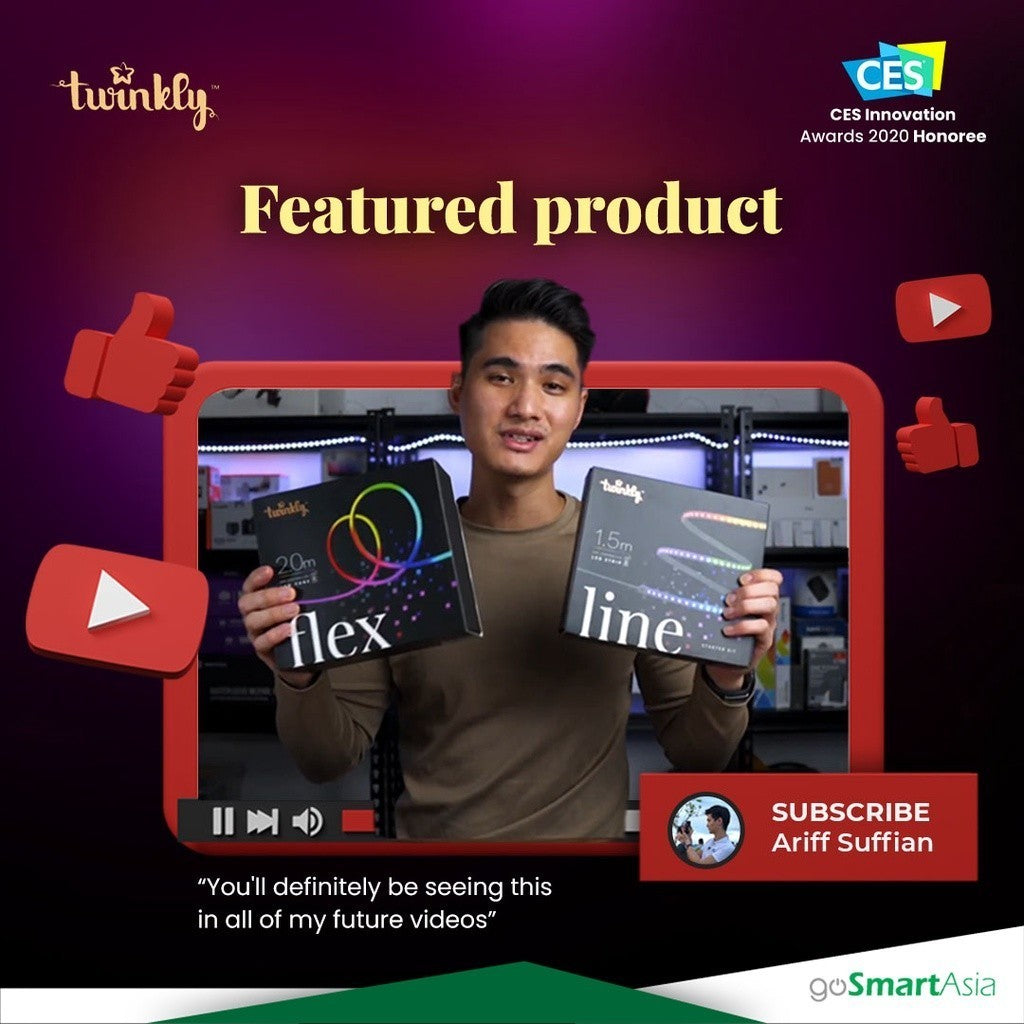 goSmart Asia [FREE MUSIC DONGLE] Twinkly Line Bundle | 1 Starter + 1 Extension Lightstrip (3m) LED Light Strip RGB Light