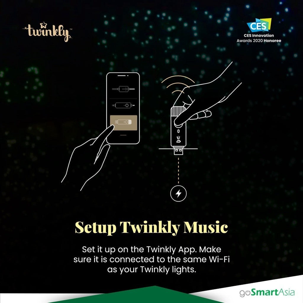Aksesori goSmart Asia Dongle Muzik Twinkly Penerima Pengesan Irama USB Penyesuai Audio Penerima Muzik Dongle USB