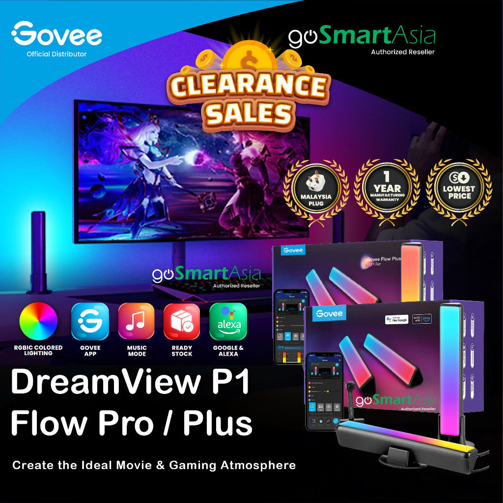 goSmart Asia Govee Dreamview P1 Flow Pro & Flow Plus Light Bars RGBICWW Wifi RGB Light Rhythm Light LED Light Bar Lampu
