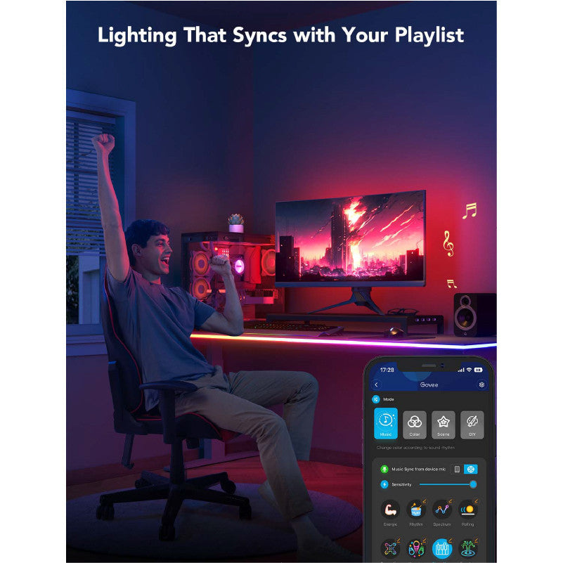 goSmart Asia Govee 3M Neon Strip Light 【EU PLUG】  for Desk with Music Sync DIY Lighting Mode LED Light Strip RGB Light Gaming Light