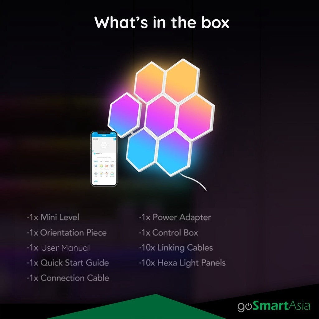 goSmart Asia Govee Hexa/Hexa Pro 7 Pcs Smart LED Hexagon Wall Lights Wifi Gaming Light Lampu Dinding