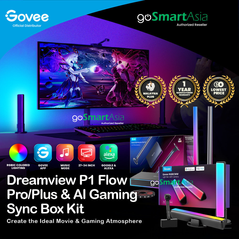 goSmart Asia Govee Dreamview P1 Flow Pro & Flow Plus Light Bars RGBICWW Wifi RGB Light Rhythm Light LED Light Bar Lampu