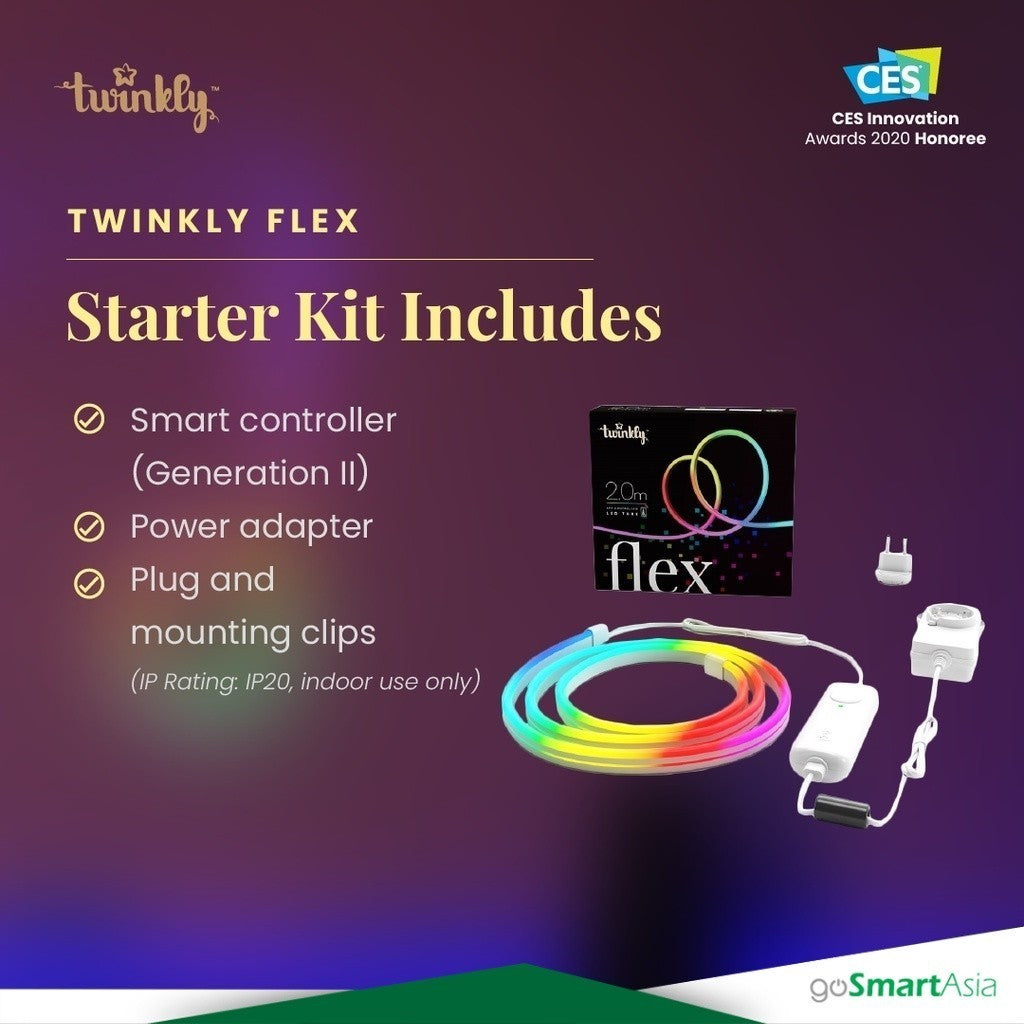 goSmart Asia Twinkly Flex Starter Kit - App-controlled 192 LED RGB 2M Lightstrip Neon LED Light Strip Gaming Light