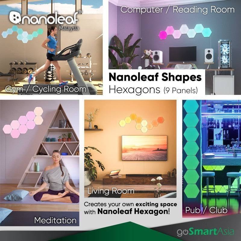 Wall Light for decoration & gaming - Nanoleaf Shapes Hexagon Starter Kit (9 Hexagon)