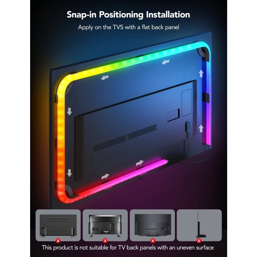 goSmart Asia Govee RGBIC Lampu Belakang TV Neon 45-55 inci(4 sisi) 65-75 inci(3 sisi) Lampu latar TV LED Light Strip Lampu Pintar