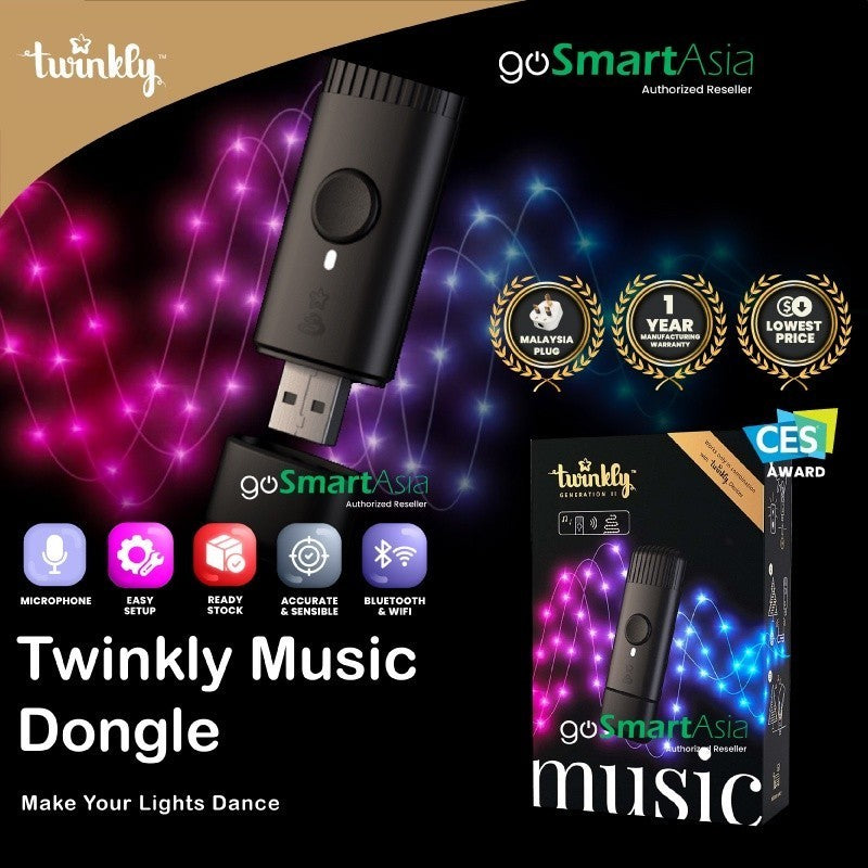Aksesori goSmart Asia Dongle Muzik Twinkly Penerima Pengesan Irama USB Penyesuai Audio Penerima Muzik Dongle USB