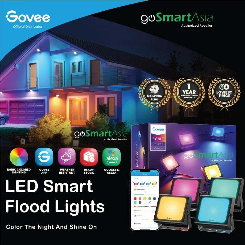 goSmart Asia Govee RGBIC Smart Flood Light Outdoor IP66 Waterproof Smart Stage Lights LED Flood Light Outdoor Lighting