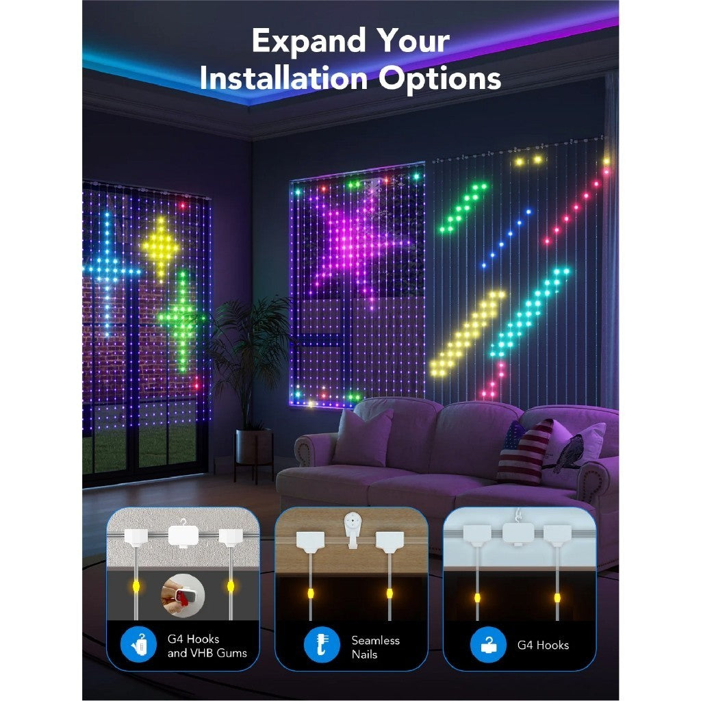 goSmart Asia Govee Curtain Lights for Bedroom Wall IP65 Waterproof RGB Light LED Light Lampu Dinding