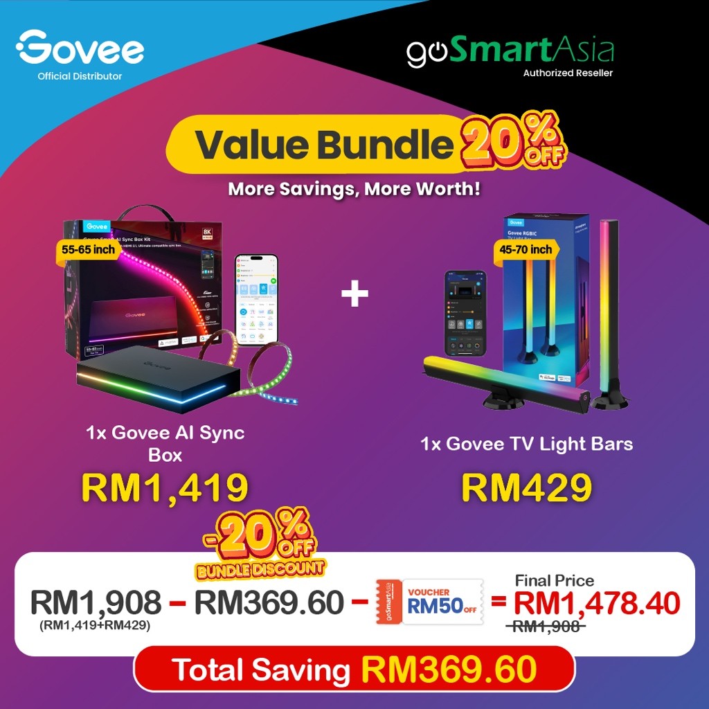 goSmart Asia Govee Envisual TV Backlight T2 with Dual Cameras (Immersion) Backlights (55-65)/(75-85)inch Wifi