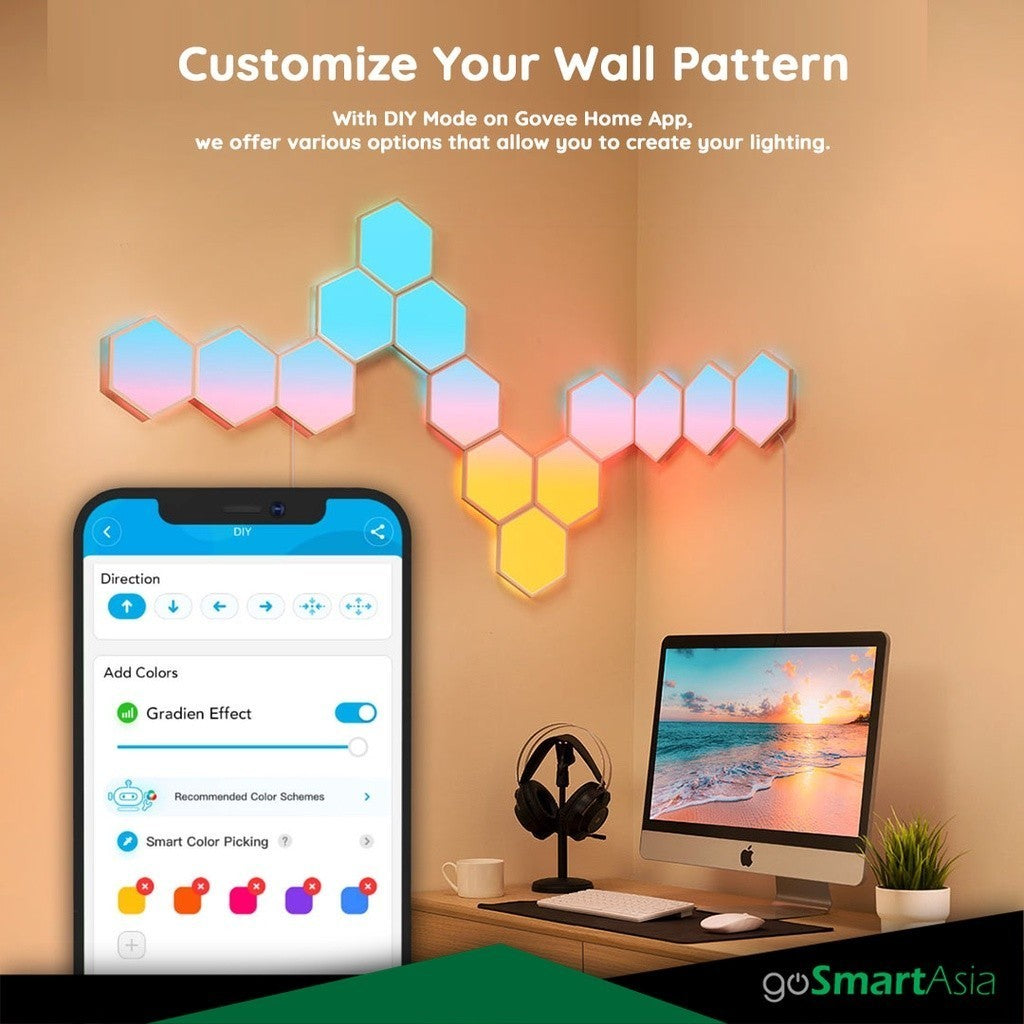 goSmart Asia Govee Hexa/Hexa Pro 7 Pcs Smart LED Hexagon Wall Lights Wifi Gaming Light Lampu Dinding
