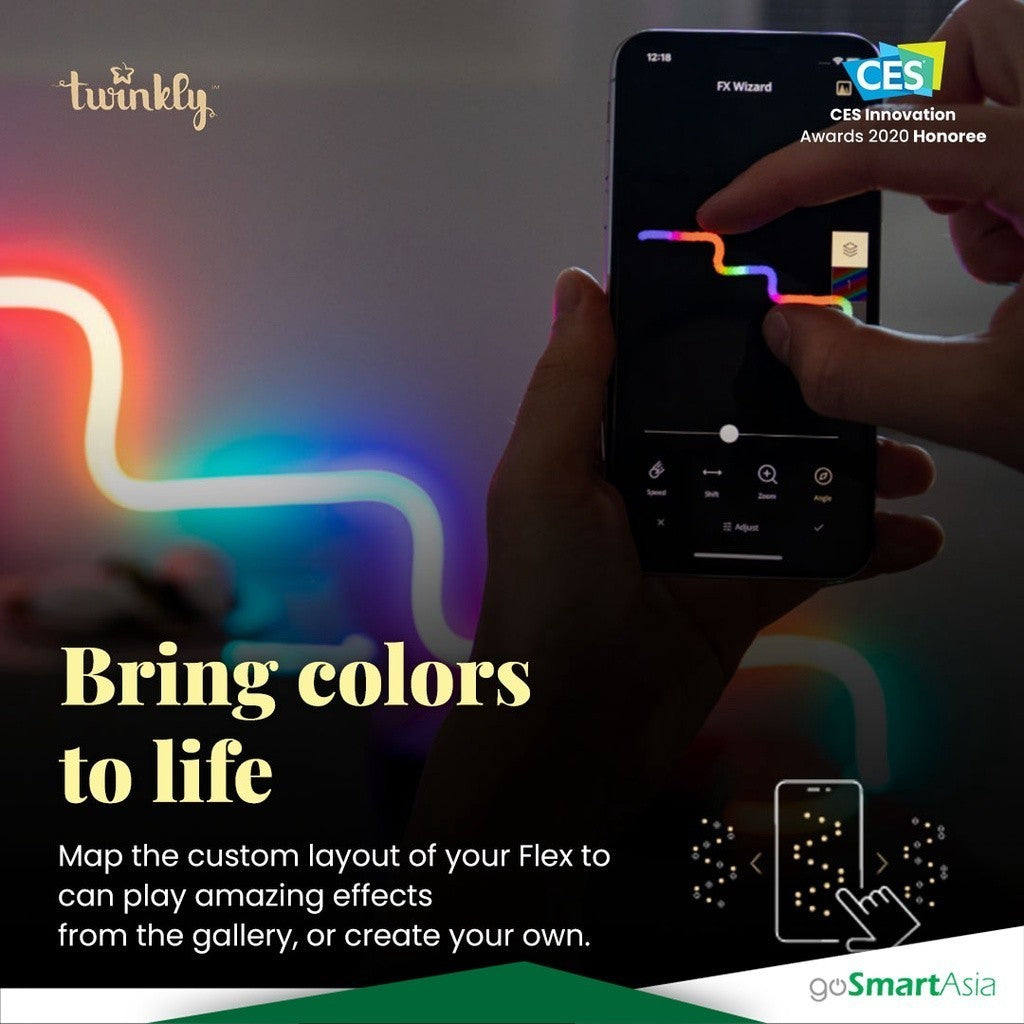 goSmart Asia [DONGLE MUZIK PERCUMA] Twinkly Flex Bundle | Jalur Lampu Neon (2mx2Sets) Jalur Lampu LED Lampu Permainan Cahaya RGB