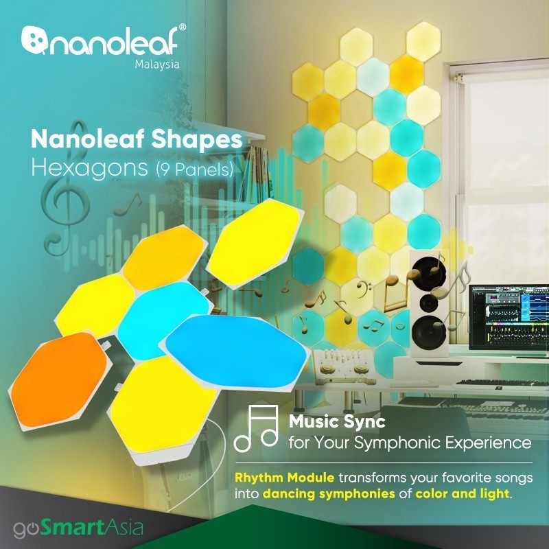 Wall Light for decoration & gaming - Nanoleaf Shapes Hexagon Starter Kit (9 Hexagon)
