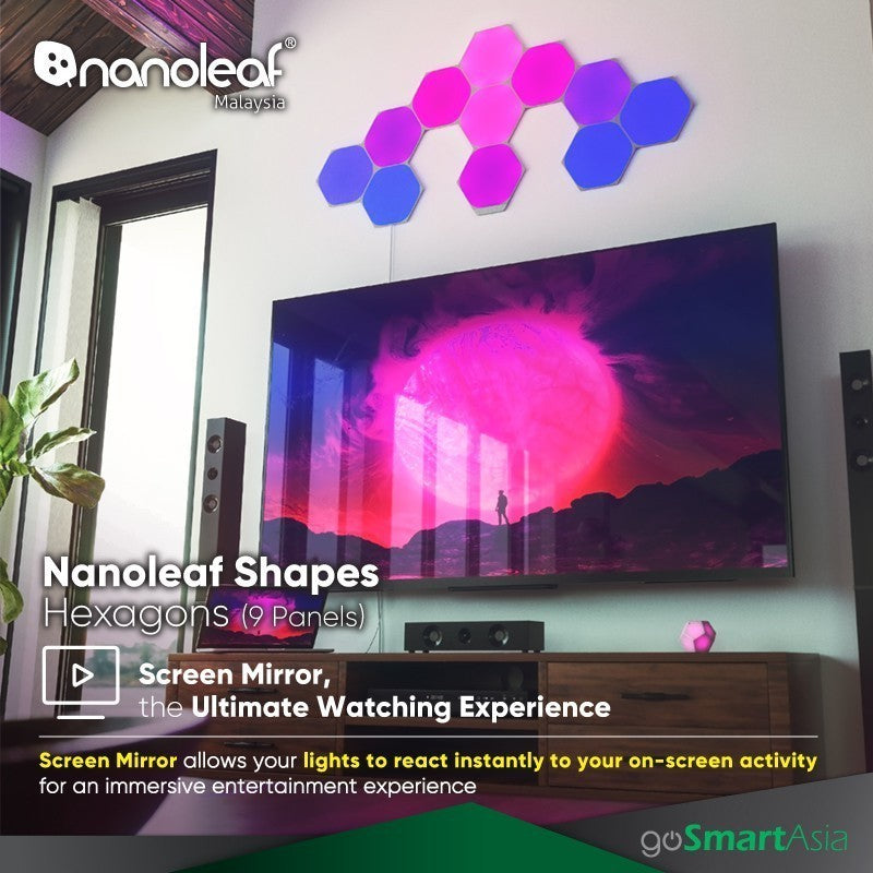 Wall Light for decoration & gaming - Nanoleaf Shapes Hexagon Starter Kit (9 Hexagon)