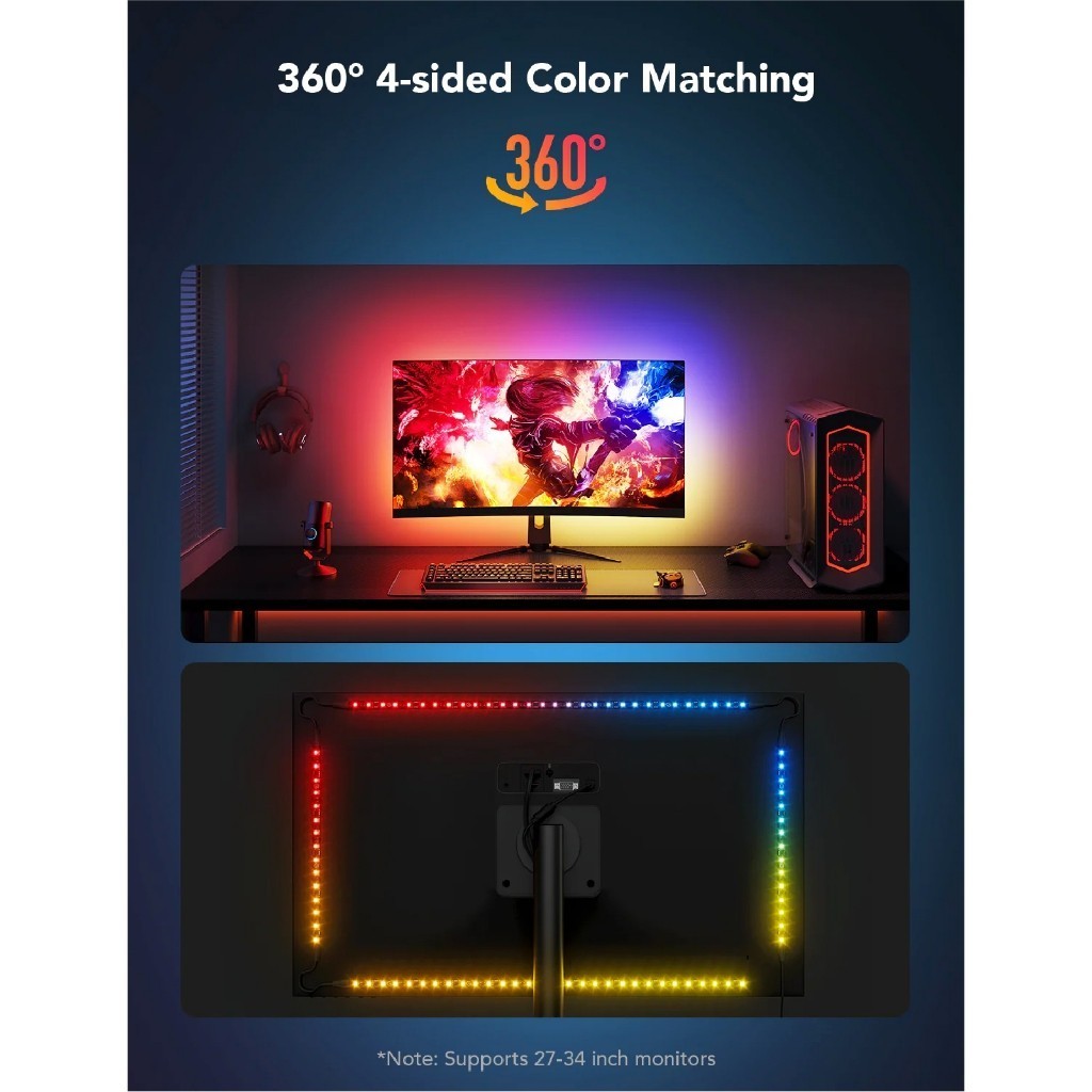 goSmart Asia Govee PC Monitor Gaming Backlight Strip G1 Monitor Backlight for 27-34" PC RGB Light LED Light Lampu Hiasan
