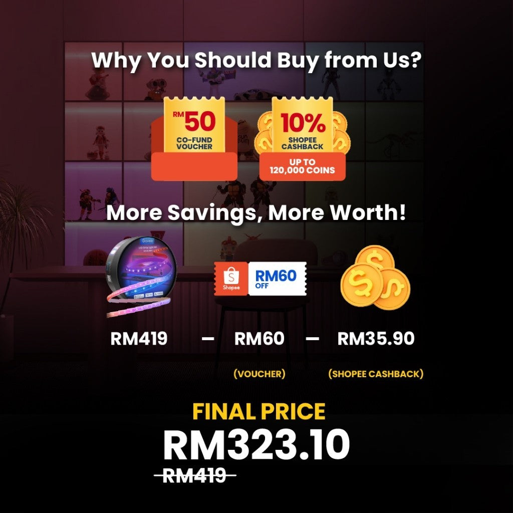 goSmart Asia Govee M1 5M/2M Lampu Jalur LED RGBICW Penting Serasi Apple HomeKit Lampu Jalur LED Boleh Dilanjutkan Lampu LED
