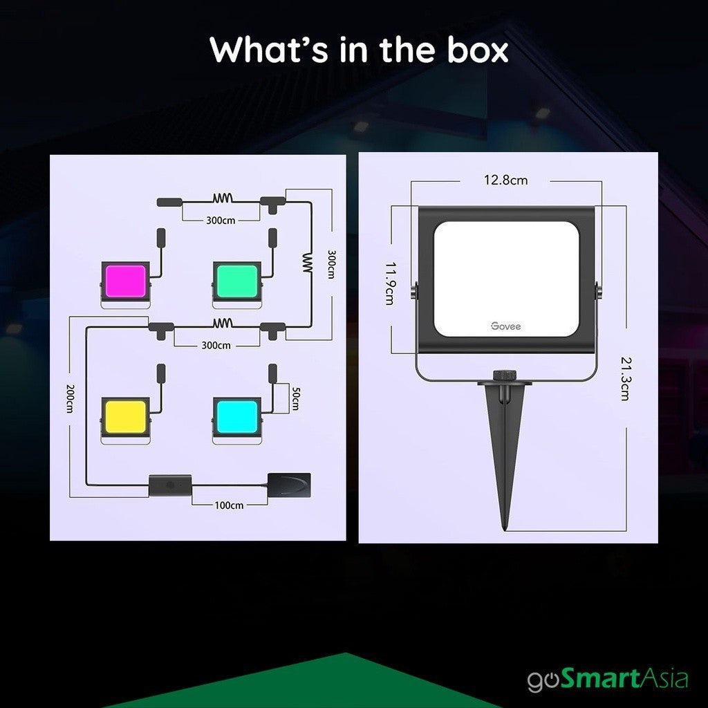 goSmart Asia Govee RGBIC Smart Flood Light Outdoor IP66 Waterproof Smart Stage Lights LED Flood Light Outdoor Lighting