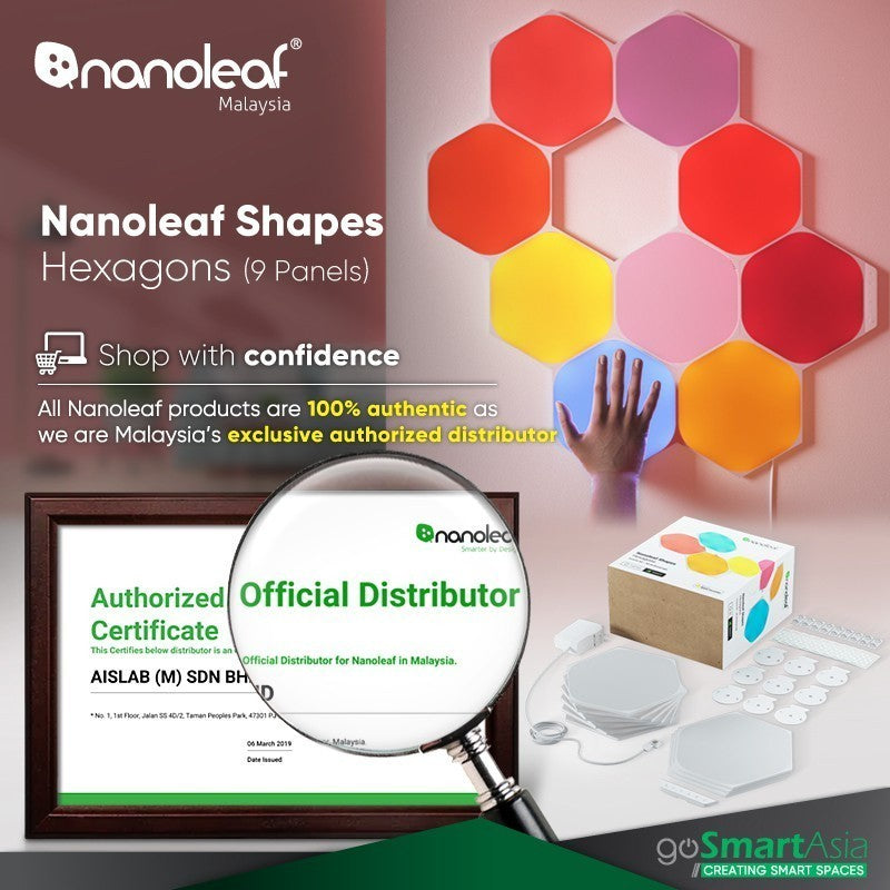 Wall Light for decoration & gaming - Nanoleaf Shapes Hexagon Starter Kit (9 Hexagon)