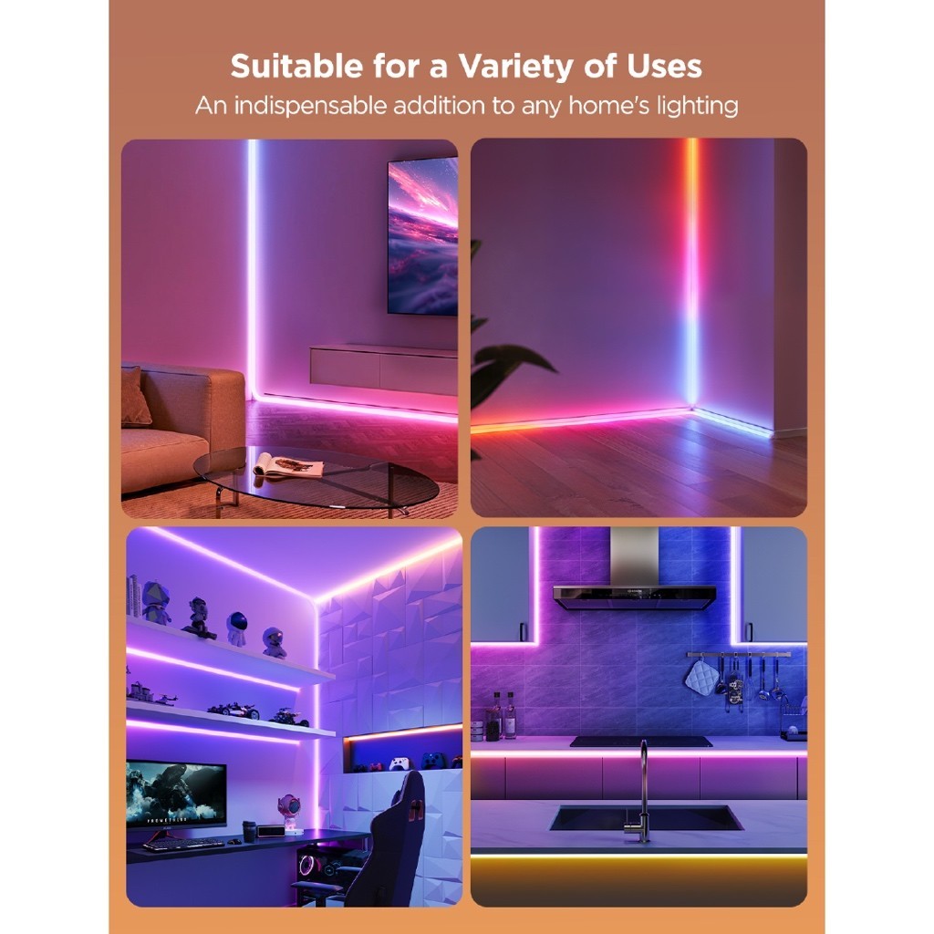 goSmart Asia Govee Neon Rope Light for Wall Lining 5M w/ Music Sync Matter DIY Lighting Mode LED Light Strip RGB Light