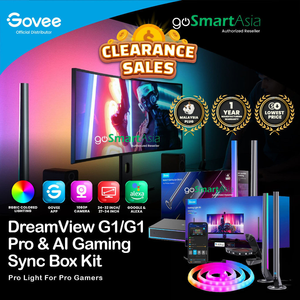 goSmart Asia Govee Dreamview G1/G1 Pro/AI Box (24-32") Gaming Light W/Camera RGB Light Lampu Monitor