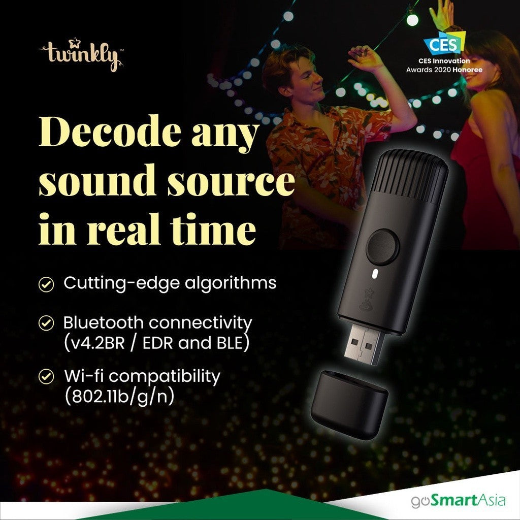 Aksesori goSmart Asia Dongle Muzik Twinkly Penerima Pengesan Irama USB Penyesuai Audio Penerima Muzik Dongle USB