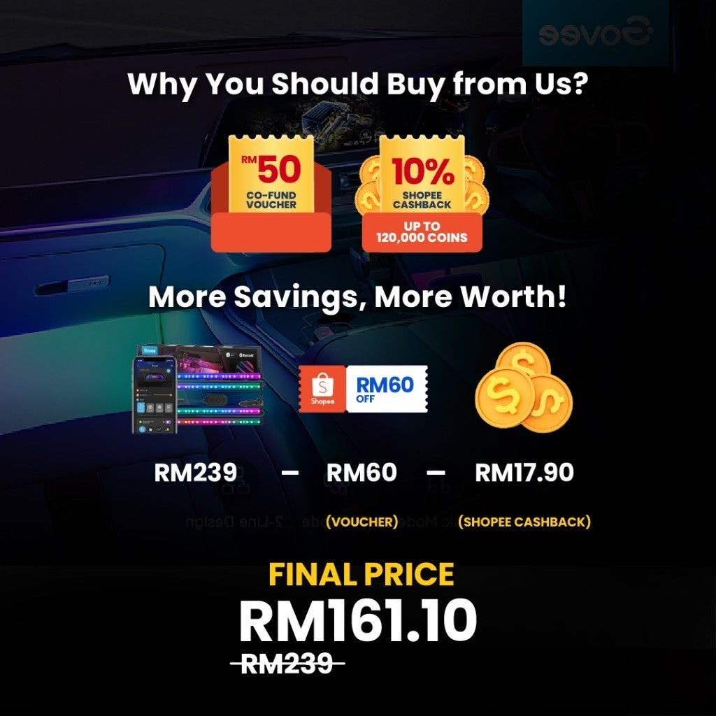 goSmart Asia Govee RGBIC Interior Car Light Car Atmosphere Light Led Light Car Interior Light Lampu Dalam Kereta
