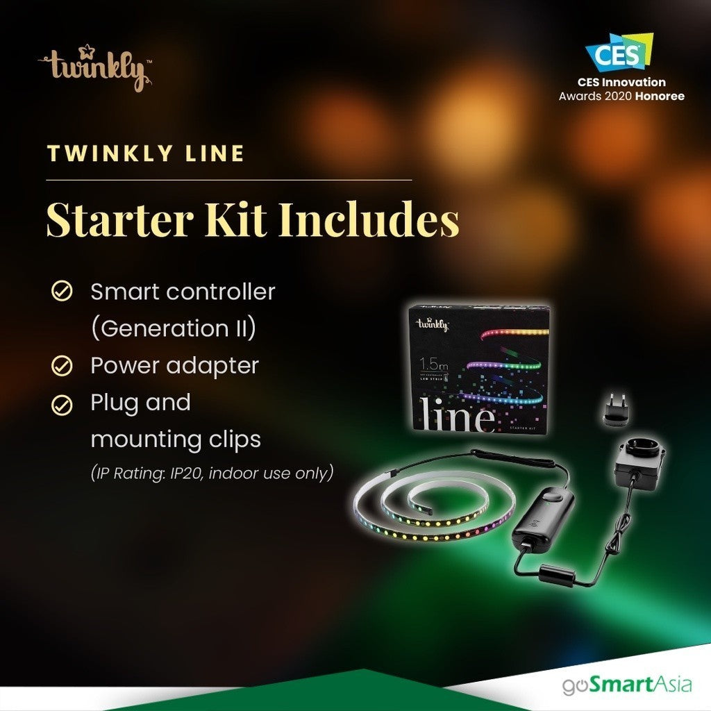 goSmart Asia Twinkly Line Starter Kit - App-controlled 90 LED RGB 1.5M lightstrip LED Light Strip RGB Light Gaming Light