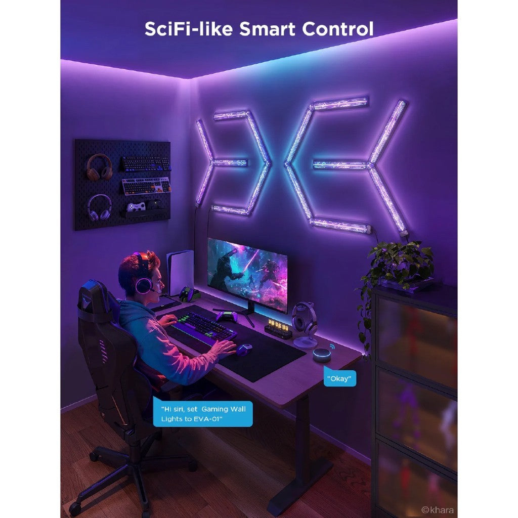 goSmart Asia Govee Gaming Wall Light (4+1) 【EU Plug】 & EVANGELION  (6+2) RGBIC Smart LED Light Bars | Support Matter