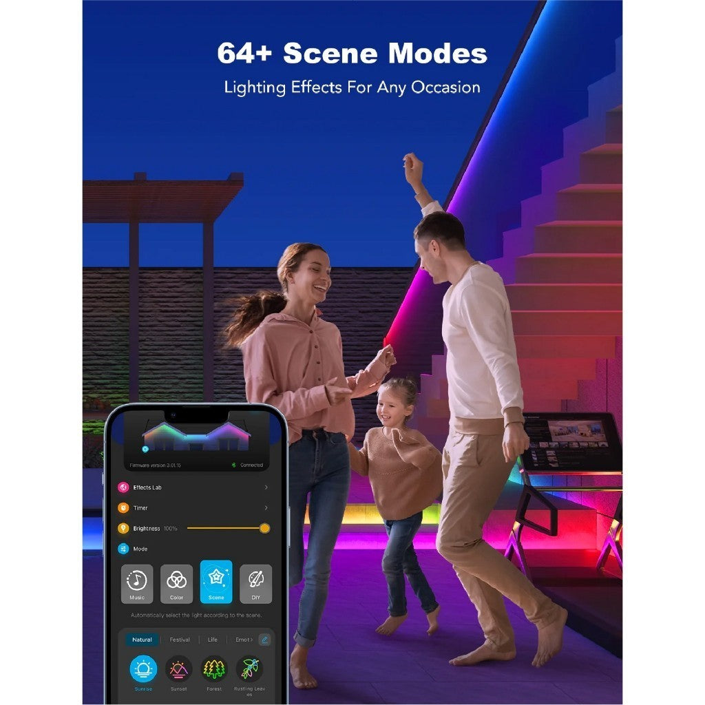 goSmart Asia Govee Phantasy Lampu Jalur LED Luaran 10M dengan Lampu LED RGB Wi-Fi Lampu Hiasan Lampu LED