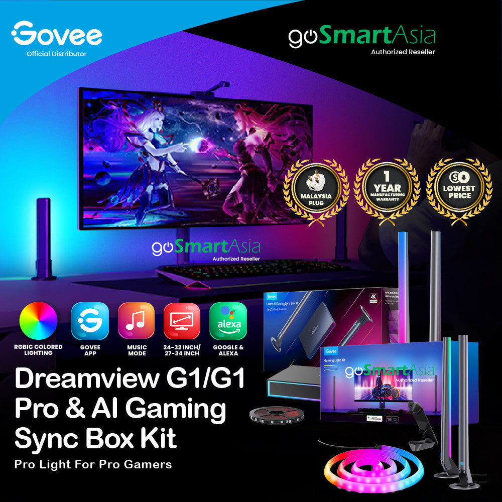 goSmart Asia Govee Dreamview G1/G1 Pro/AI Box (24-32") Gaming Light W/Camera RGB Light Lampu Monitor