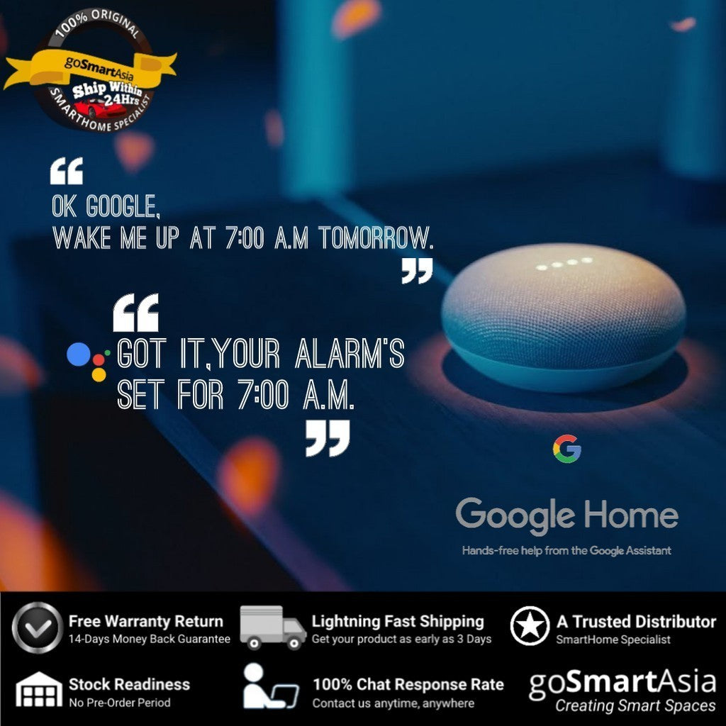 Google Home Mini (Versi UK dengan Palam Asal Malaysia - Warna Kapur)