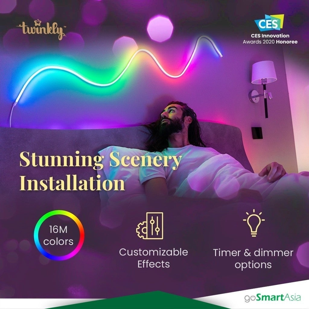 goSmart Asia Twinkly Flex Starter Kit - App-controlled 192 LED RGB 2M Lightstrip Neon LED Light Strip Gaming Light