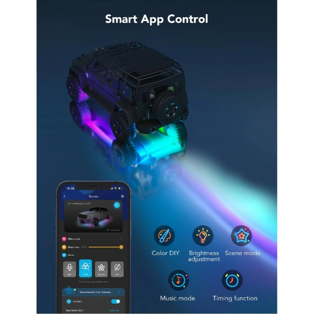 goSmart Asia Govee RGBIC Underglow Car Light Car Atmosphere Light Led Light Car Exterior Light Lampu Bawah Kereta
