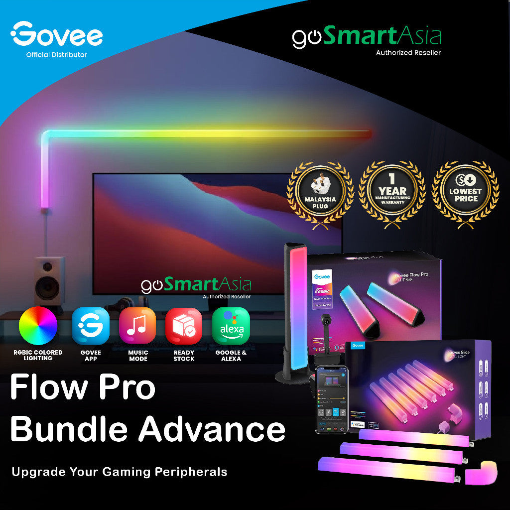 goSmart Asia Govee Flow Pro Bundle Advance - Govee Dreamview Flow Pro P1 Light Bars & Govee Glide Wall Light (6+1)