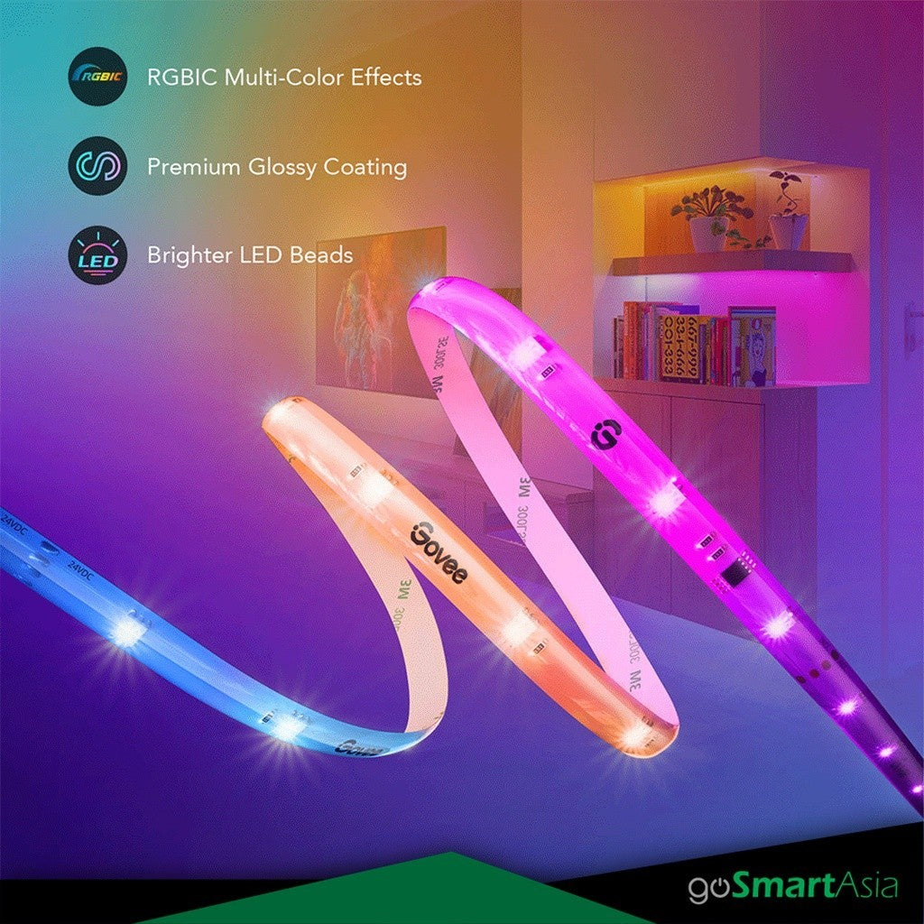 goSmart Asia Govee 5m/10m RGBIC Wifi + Bluetooth LED Strip Light with Protective Coat LED Light Strip Gaming Light
