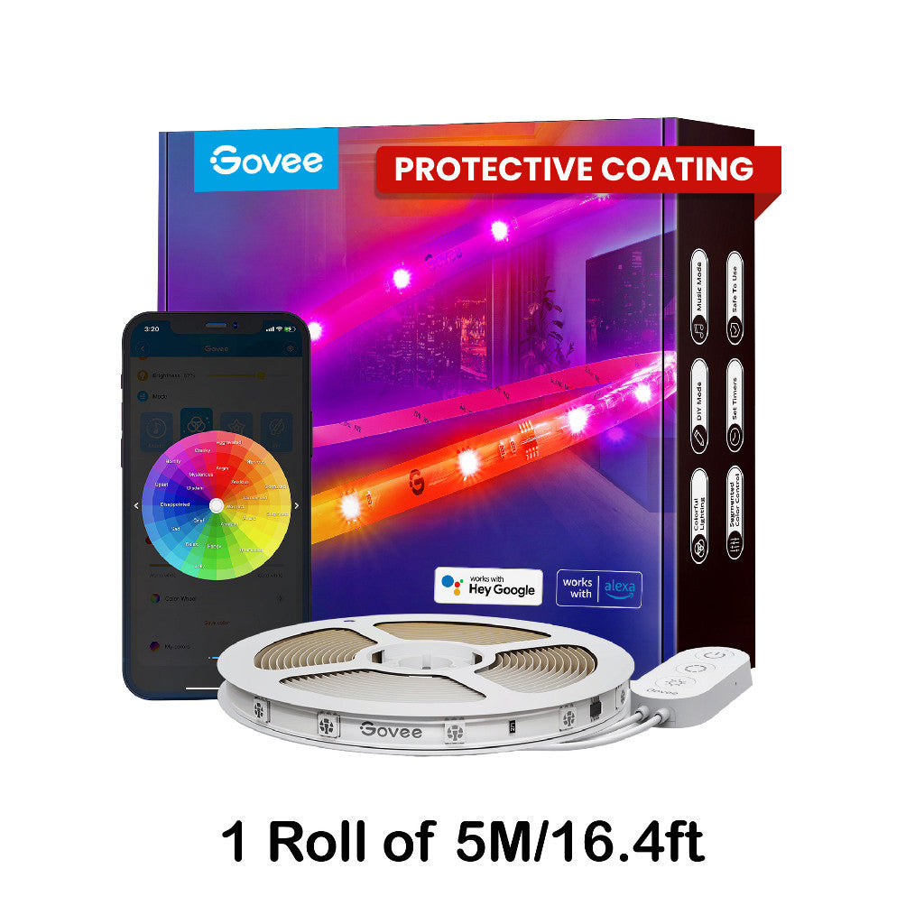 goSmart Asia Govee 5m/10m RGBIC Wifi + Bluetooth LED Strip Light with Protective Coat LED Light Strip Gaming Light