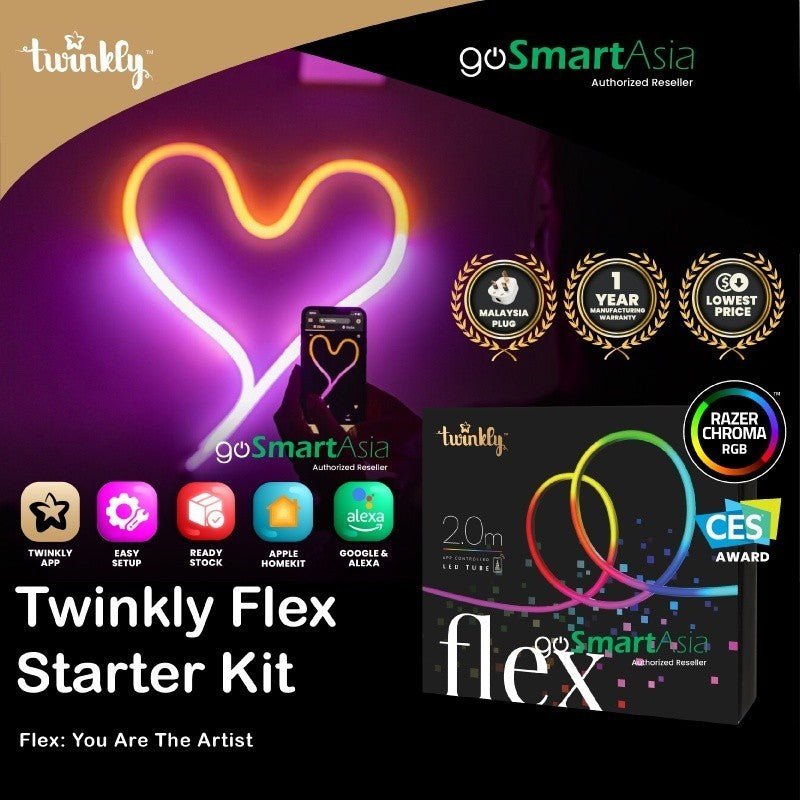 goSmart Asia Twinkly Flex Starter Kit - App-controlled 192 LED RGB 2M Lightstrip Neon LED Light Strip Gaming Light